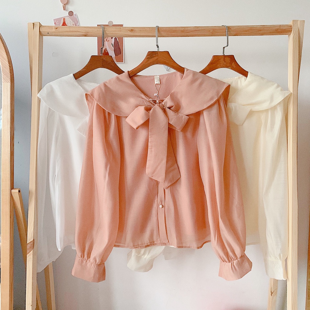 [ẢNH THẬT] - Áo sơ mi tiểu thư ulzzang cổ thuỷ thủ cúc ngọc- SM29 - jannahouse