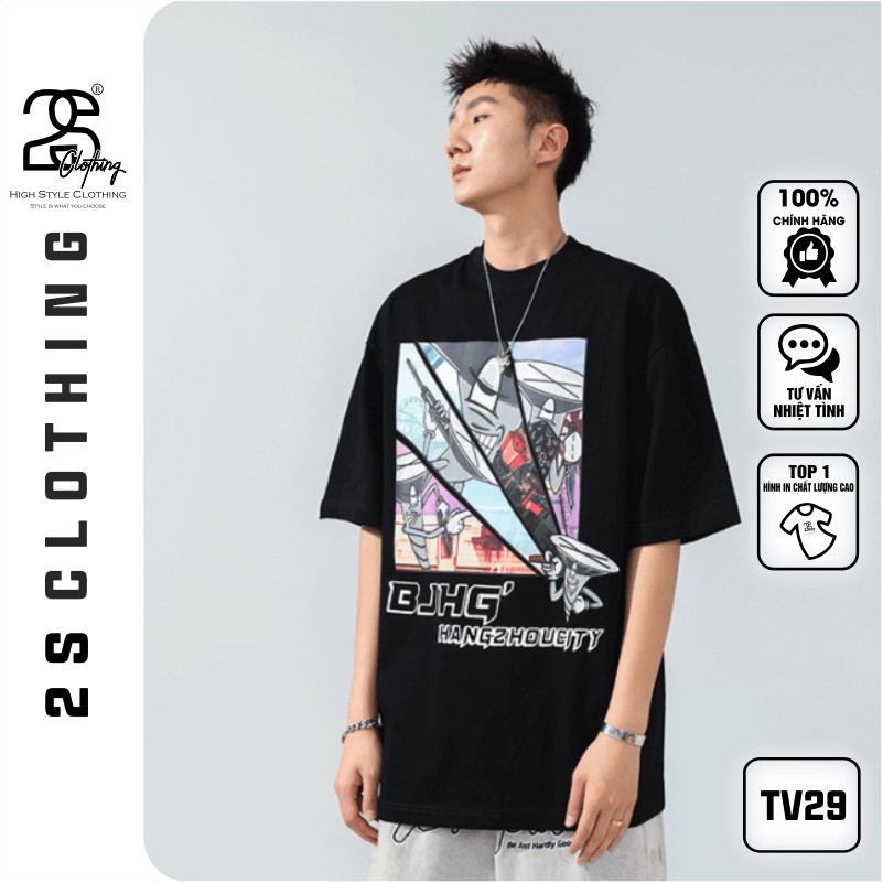 Áo Cotton Nam Unisex Tay Lỡ Ulzzang 2s Clothing Áo Phông Đen Cotton Oversize Form Rộng In Truyện Cool Ngầu TV29