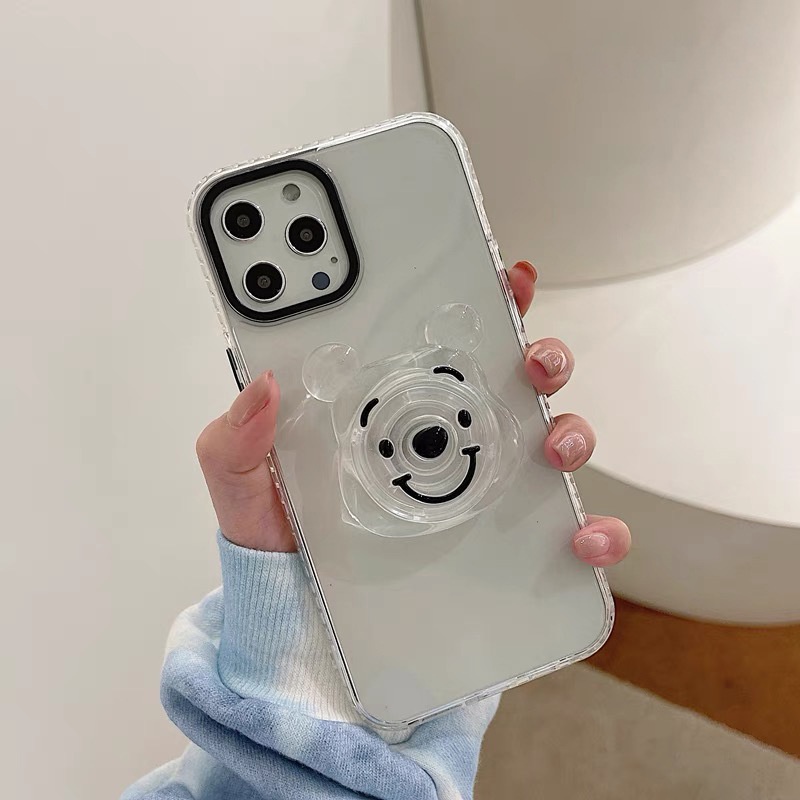 Giá đỡ điện thoại trong suốt hình gấu hoạt hình đáng yêu thích hợp cho iphone