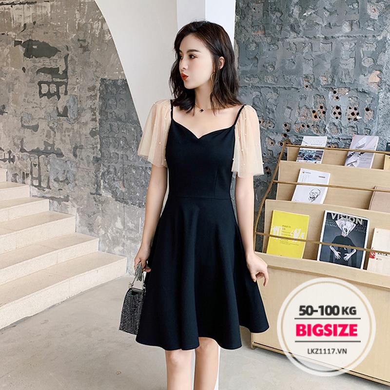 Đầm dự tiệc nữ Bigsize Váy dự tiệc dáng suông tay ngắn cổ chữ v vintage mùa hè Phong cách Hàn Quốc Thời Trang tiểu thư cá tính xinh đẹp cho người mập béo