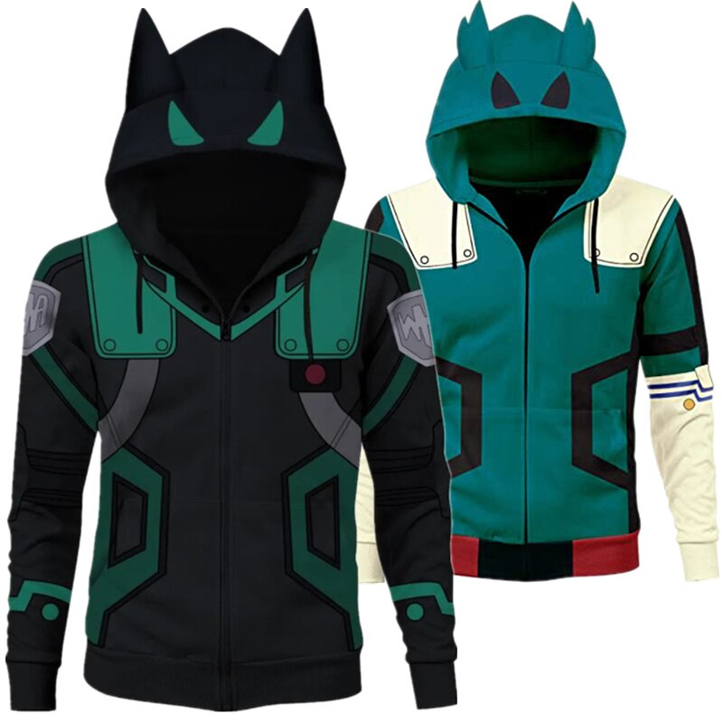 Anime My Hero Academia Midoriya Izuku Deku Cosplay Trang phục Áo khoác Áo khoác dành cho Người lớn Unisex Áo khoác Hoodie Áo khoác nỉ