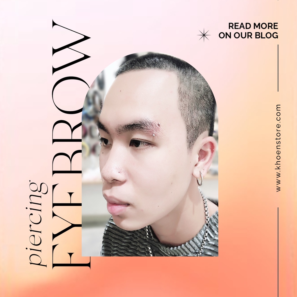 Khuyên tai Cong hạt bi vị trí Chân mày, rook, daith - Khoen Store