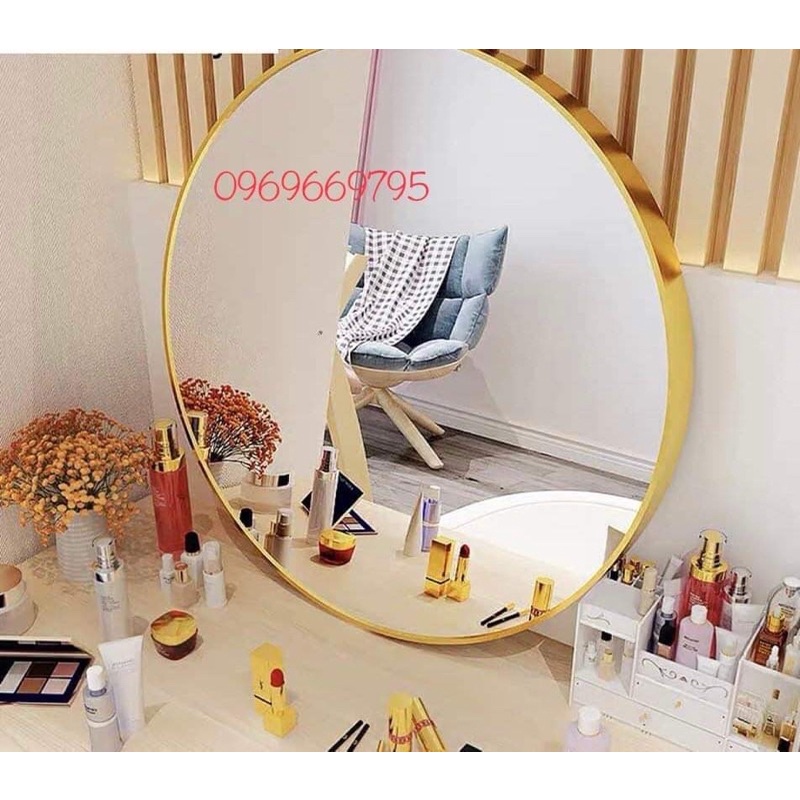 Gương nhà tắm khung thép💥𝗛𝗮̀𝗻𝗴 𝗖𝗼́ 𝗦𝗮̆̃𝗻💥, Gương treo tường tròn D50cm D60cm