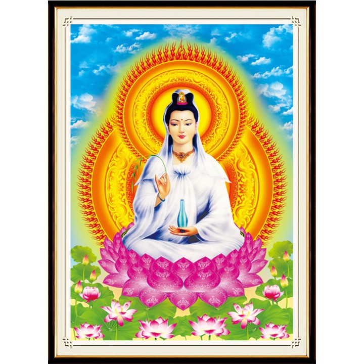 Tranh đính đá Phật bà 55*75cm - chưa đính