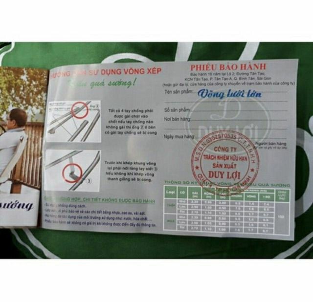 (Sale sốc)Lưới  võng xếp  duy lợi kèm gối  ( cỡ  lớn  loại 18 lỗ không kèm  theo khung)