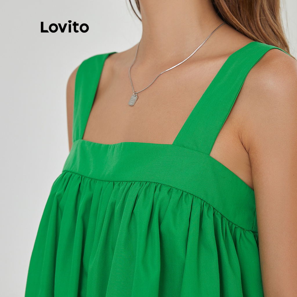 113XJ Lovito Đầm có dây kéo trơn đơn giản L24AD015