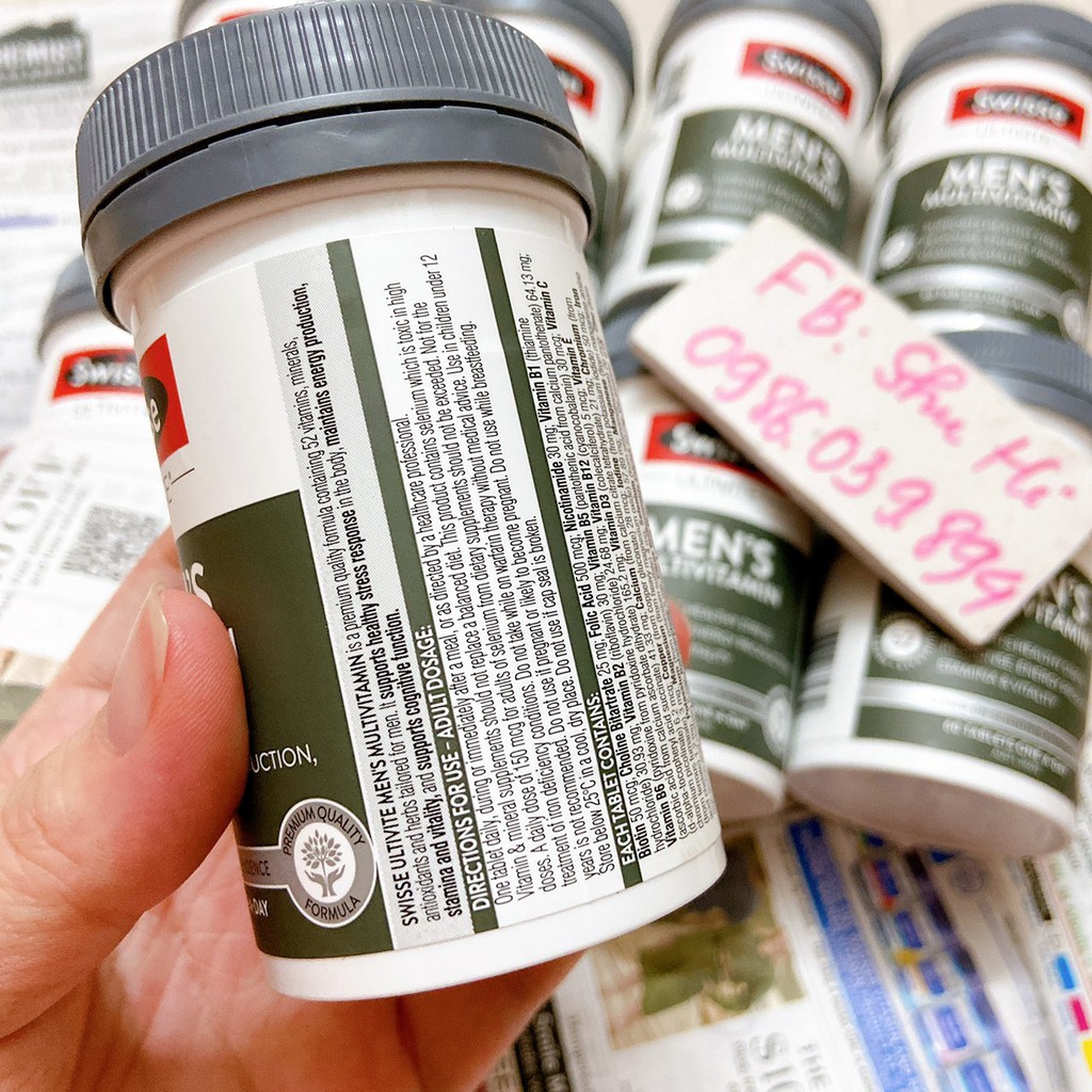 Vitamin tổng hợp cho nam Swisse Men’s Ultivite Multivitamin Úc, 60 viên - Swisse Men | Thế Giới Skin Care