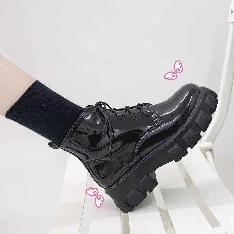 Giày boots martin nữ gót vuông da dày siêu chất