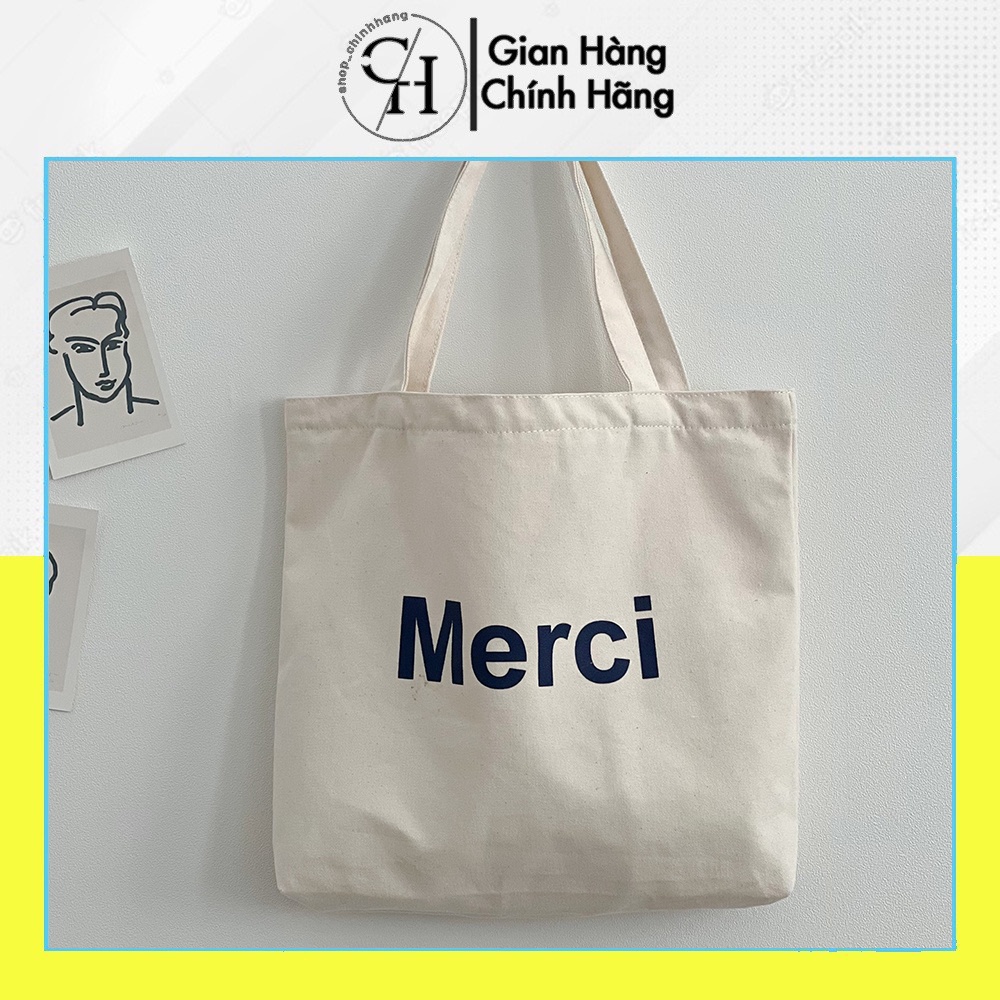 Túi tote đi học nữ vải Canvas hàn quốc giá rẻ in hình Merci AH1601