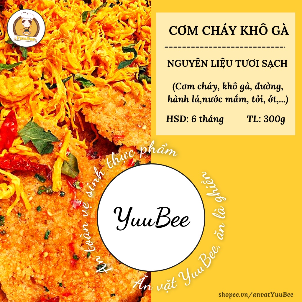 Combo 3 món cơm cháy khô gà, cơm cháy chà bông, cơm cháy khô bò 900g YUUBEE giòn ngon bổ rẻ - Đồ ăn vặt Việt Nam