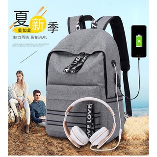 Balo Unisex hàn quốc 15,6 inch Có cáp sac, Tặng kèm dây s