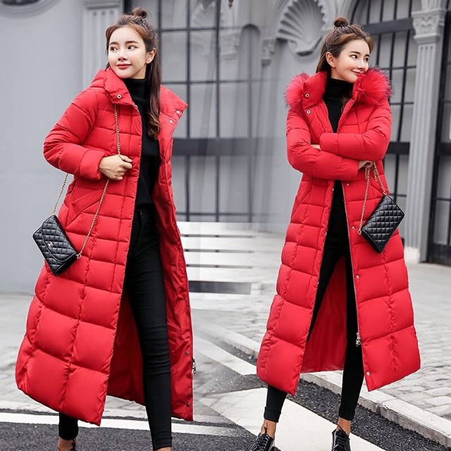 Áo phao Quảng châu dáng dài cổ lông | BigBuy360 - bigbuy360.vn