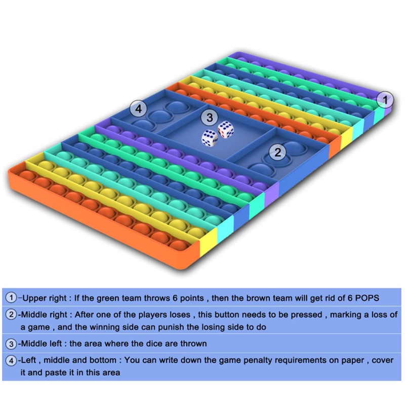 Đồ chơi bàn cờ bóp nhấn bong bóng bằng ngón tay màu cầu vồng cho thời gian rảnh của phụ huynh và trẻ