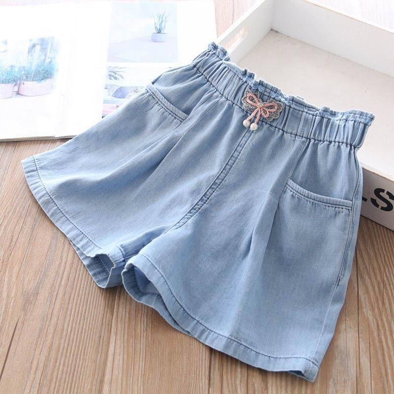 Giết trong giây giới hạn Quần short denim dáng rộng thời trang mùa hè phong cách phương Tây thoải mái cho bé gái