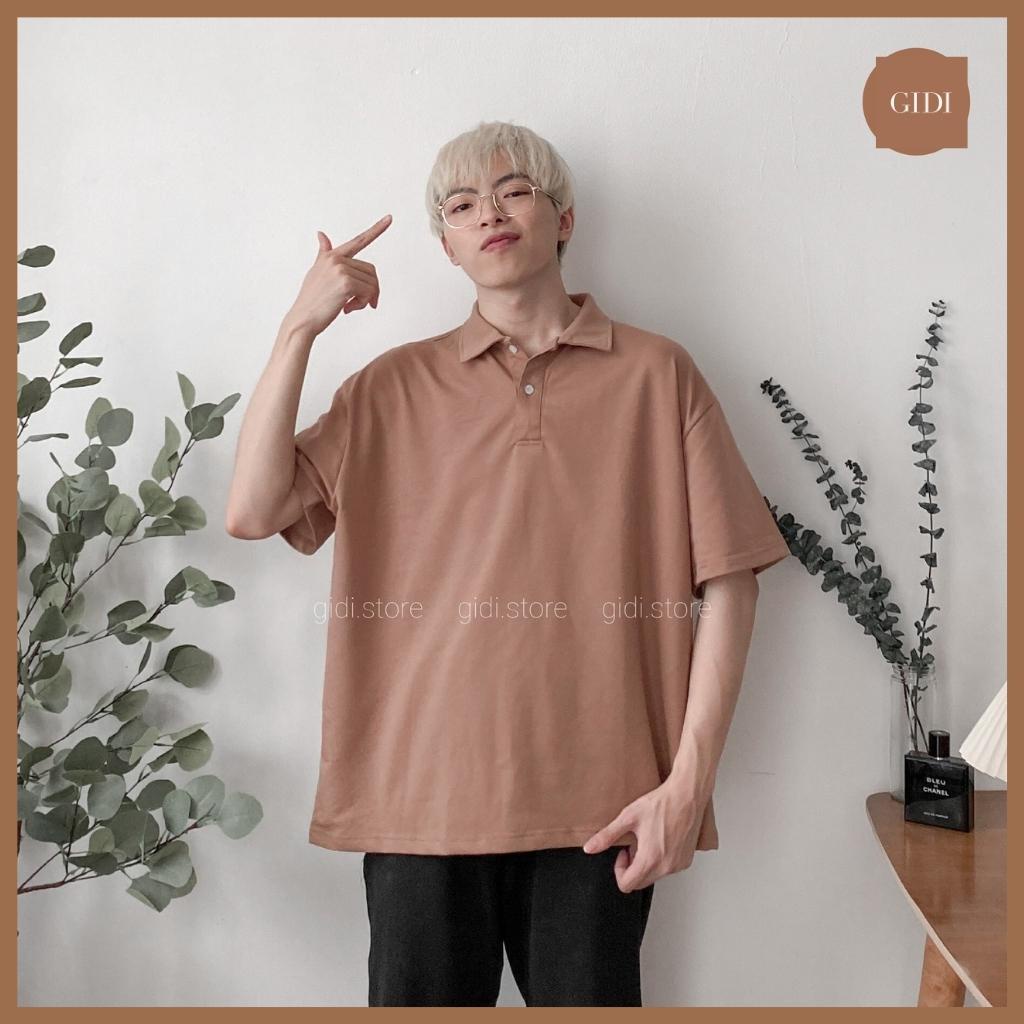 Áo POLO trơn tay lỡ BASIC form rộng OVERSIZE Nam Nữ Unisex áo phông cổ bẻ vải thun da cá tici dày dặn, không nhăn