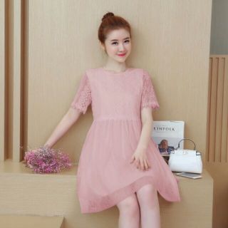 Đầm bầu voan xếp ly