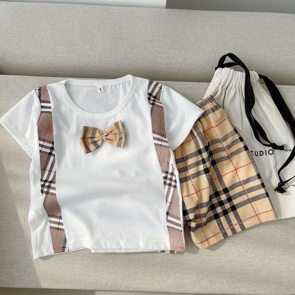 Quần áo cho bé trai, Sét bộ cộc tay nơ công tử chất cotton cao cấp cho bé từ 7-18kg sâu shop