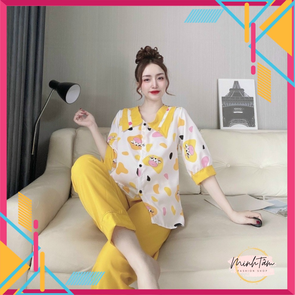 [Video+Ảnh thật] Đồ bộ nữ mặc nhà tiểu thư in hình dễ thương chất kate lụa mềm mịn | BigBuy360 - bigbuy360.vn