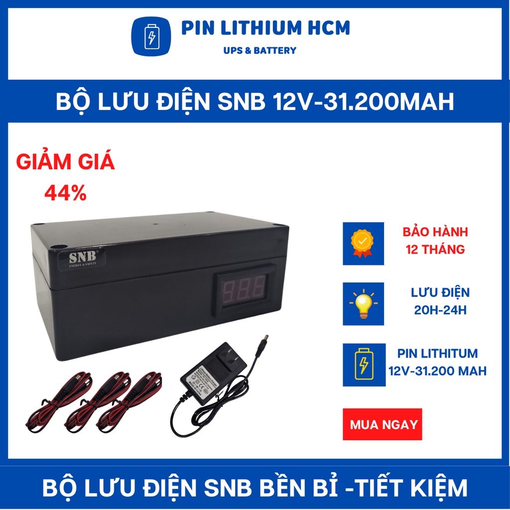 UPS 12V dung lượng 31200mAh, lưu điện camera, wifi, bảo hành 12 tháng