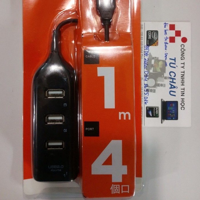 Hub chia USB: 1 ra 4 Port - Dạng ổ điện - Cáp dài 40Cm