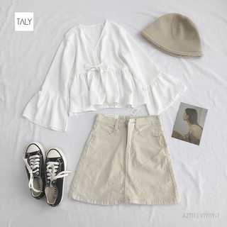 Áo babydoll tay loe thắt nơ TALY A2711