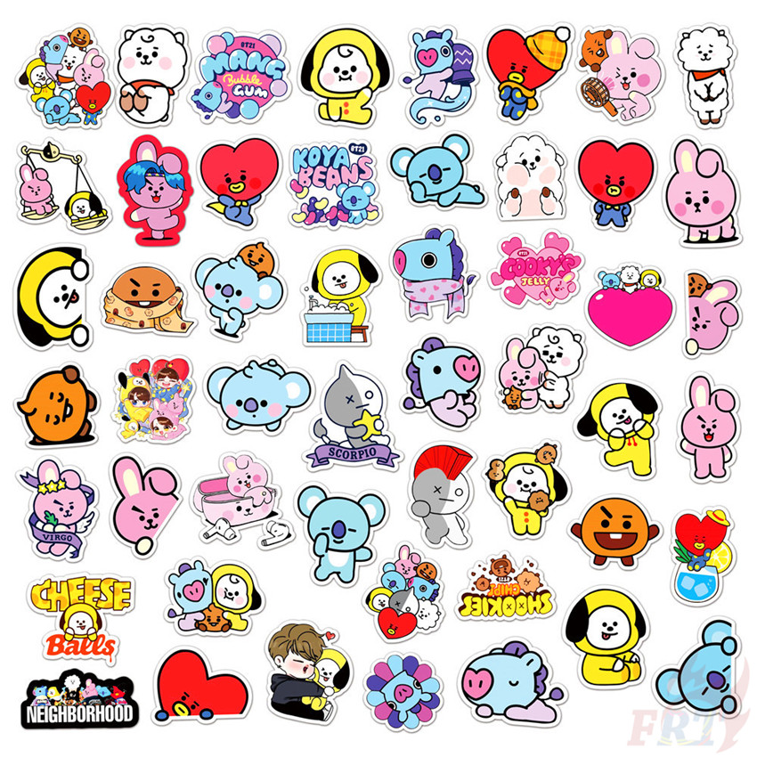 ❉ Bangtan Boys BTS BT21 Series 02 - HipHop Punk Style KPOP TATA MANG SHOOKY COOKY KOYA RJ CHIMMY Stickers ❉ 50Pcs/Set DIY Mixed Fashion Doodle Decals Stickers