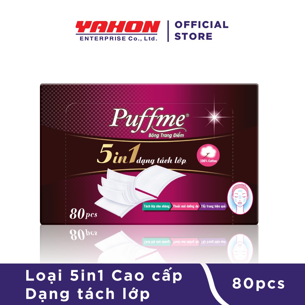 BÔNG TẨY TRANG PUFFME 5IN1  5 LỚP CAO CẤP 80 MIẾNG/HỘP