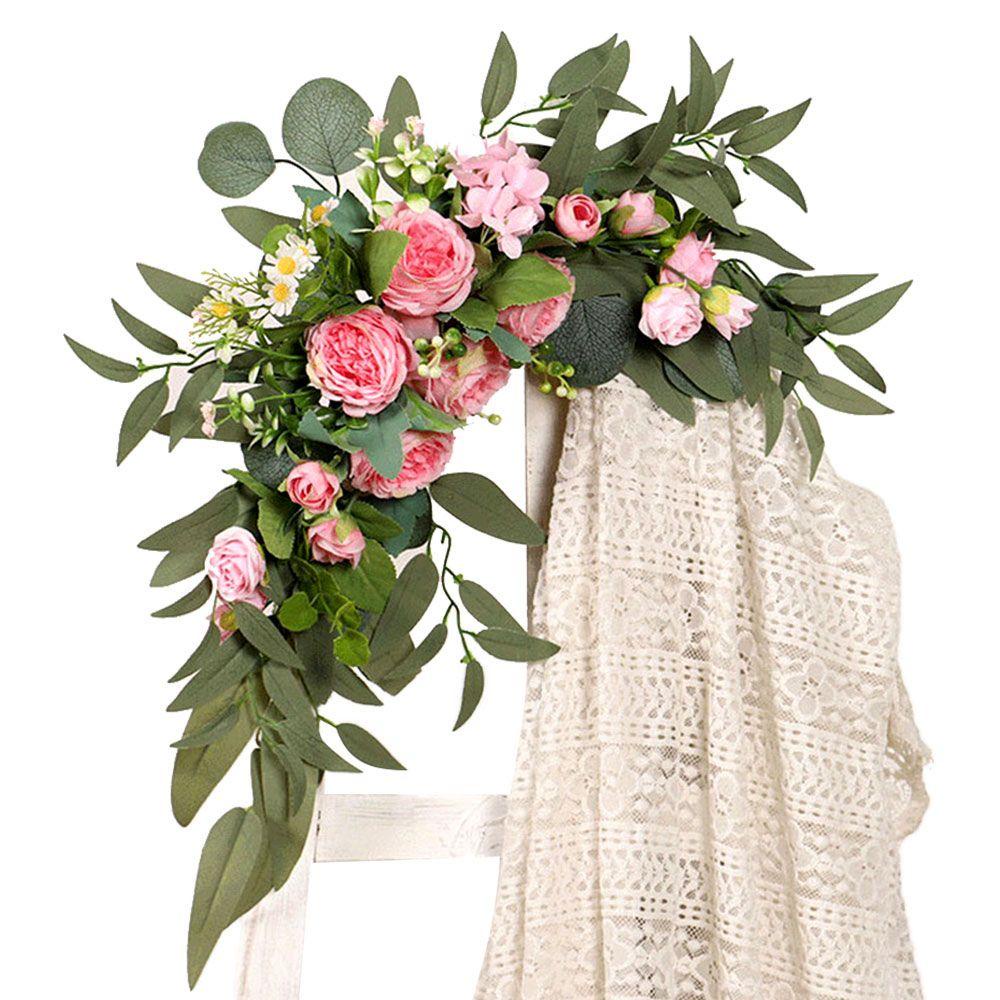 KUNHEV Set 2 Vòng Hoa Mẫu Đơn Nhân Tạo Treo Tường / Cửa Ra Vào Trang Trí Nội Thất