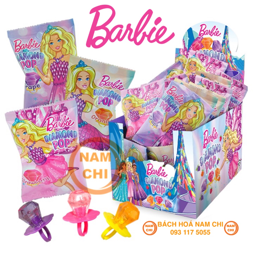 [LẺ 1 CÁI] Kẹo Nhẫn Kim Cương Búp Bê Barbie Diamond Pop Candy Ring - Thái Lan