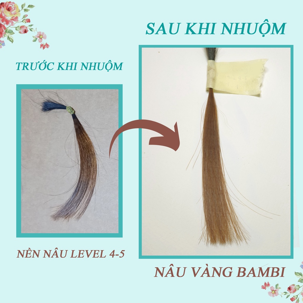 Thuốc Nhuộm Tóc Màu Nâu Vàng Bambi -lên từ nền nâu