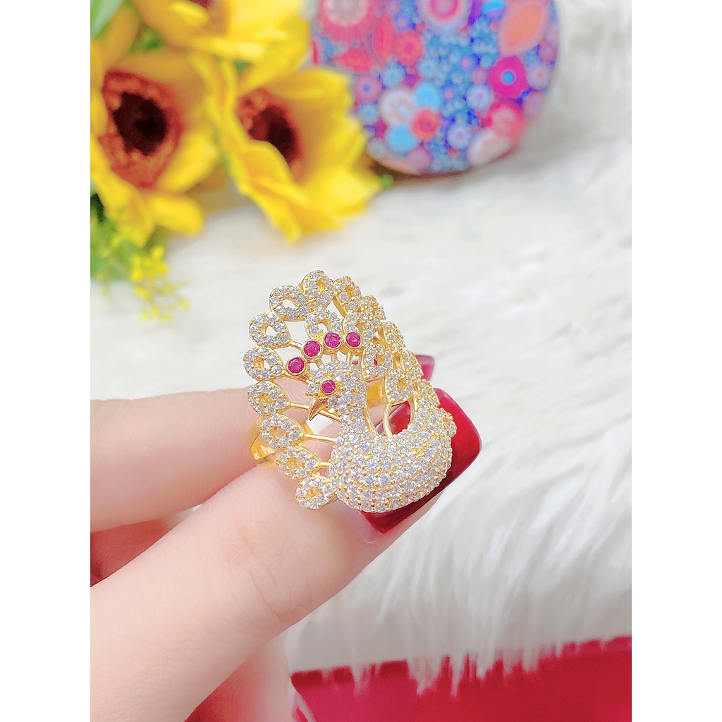 Nhẫn nữ con cong UHA mạ vàng 18K đính đá CZ N156165A-180