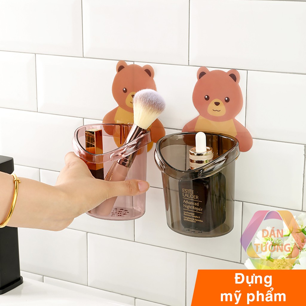 Cốc đựng bàn chải kem đánh răng dán tường nhà tắm MDT, giỏ đừng đồ đa năng hình GẤU CUTE _CGC