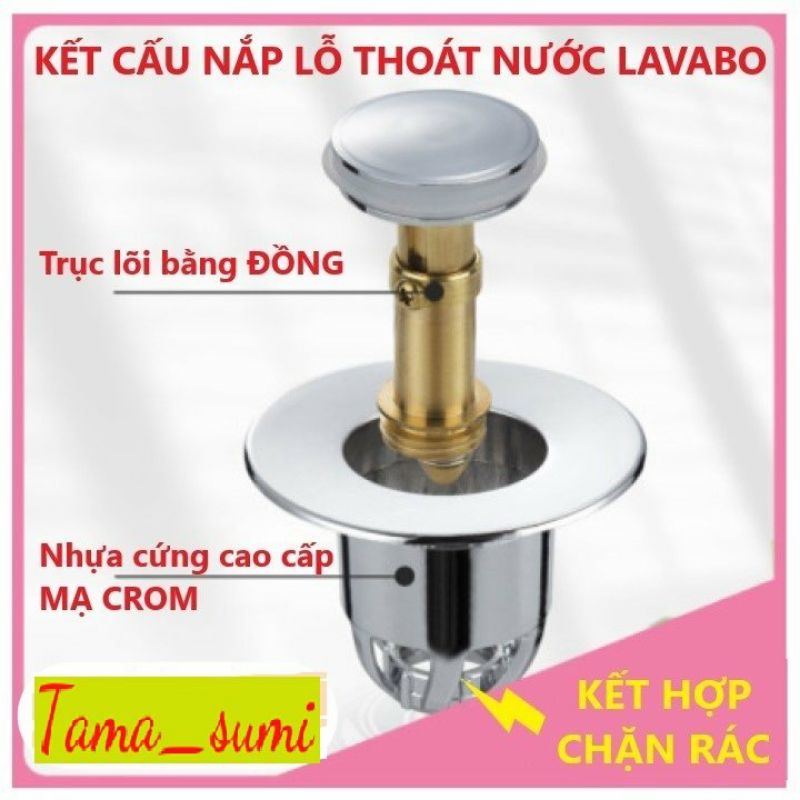 Nút bịt bồn rửa mặt, lavabo, nút thoát thải lavabo, nắp đậy lỗ xả nước bồn rửa mặt kiểu mới cao cấp