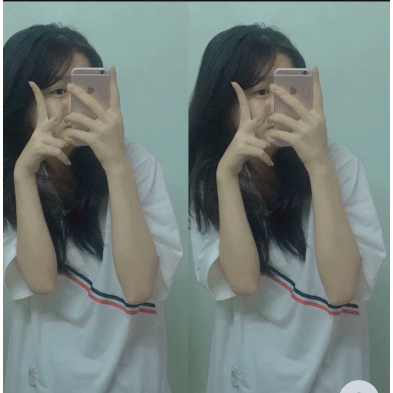 Áo thun nam nữ polo unisex tay lỡ form rộng phối viền sọc