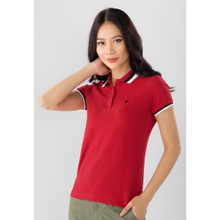 Áo Thun Nữ Ngắn Tay Có Cổ Màu Đỏ Giordano Polo Phối Viền Cổ Và Tay Có Logo Con Cóc Màu Đen 0531770023