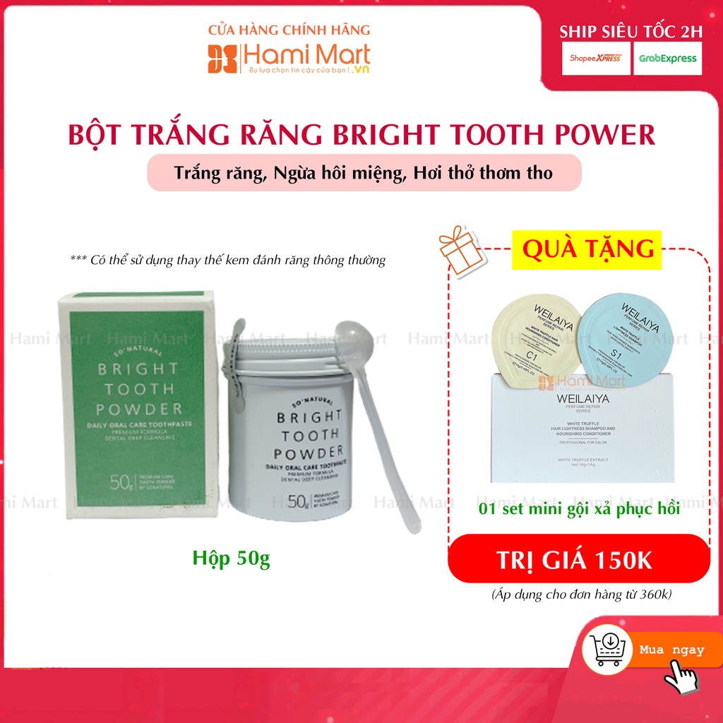 Bột Đánh Trắng Răng Giảm Hôi Miệng Bring Tooth Powder So Natural Hàn Quốc chiết xuất từ than hoạt tính