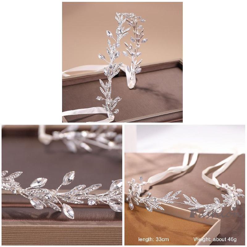 1 Băng Đô Cài Tóc Hình Chiếc Lá Bằng Hợp Kim Đính Đá Dành Cho Cô Dâu