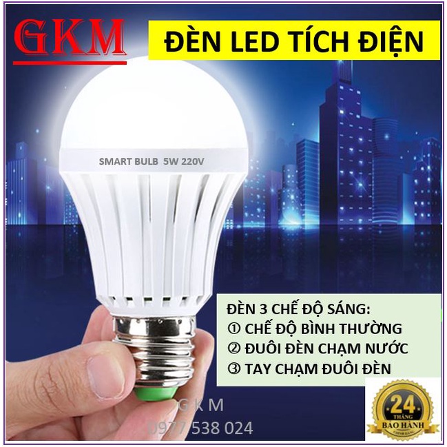 Đèn led 12W tích điện siêu sáng tiết kiệm điện, có 3 chế độ hoạt động