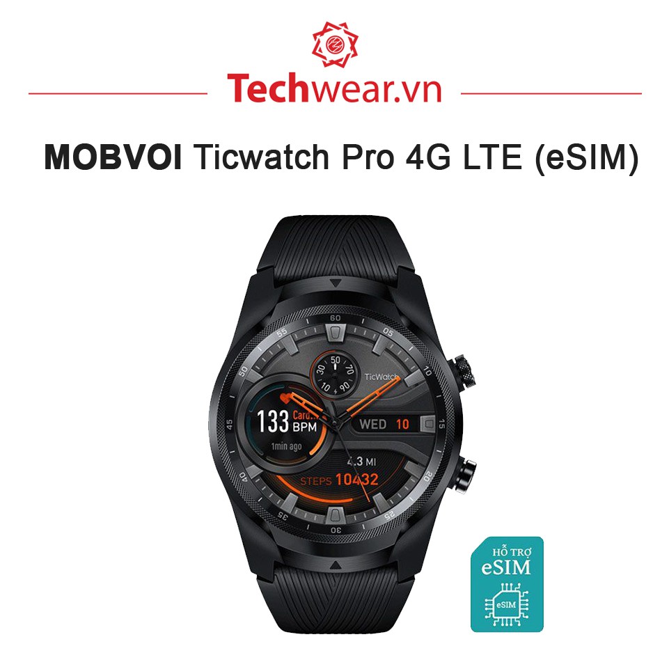 Đồng hồ thông minh Ticwatch Pro 4G LTE bản quốc tế chính hãng Bảo hành 12 tháng - Techwear