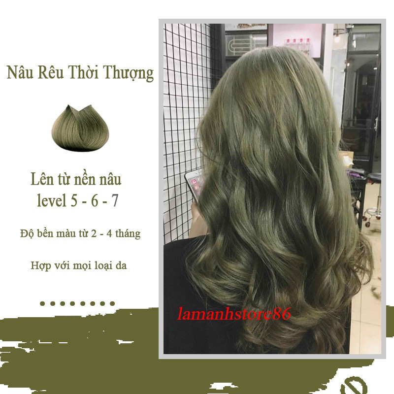 Thuốc nhuộm tóc màu Nâu Rêu màu nhuộm lên chuẩn tone Nâu Rêu kem nhuộm tóc an toàn không sót da đầu