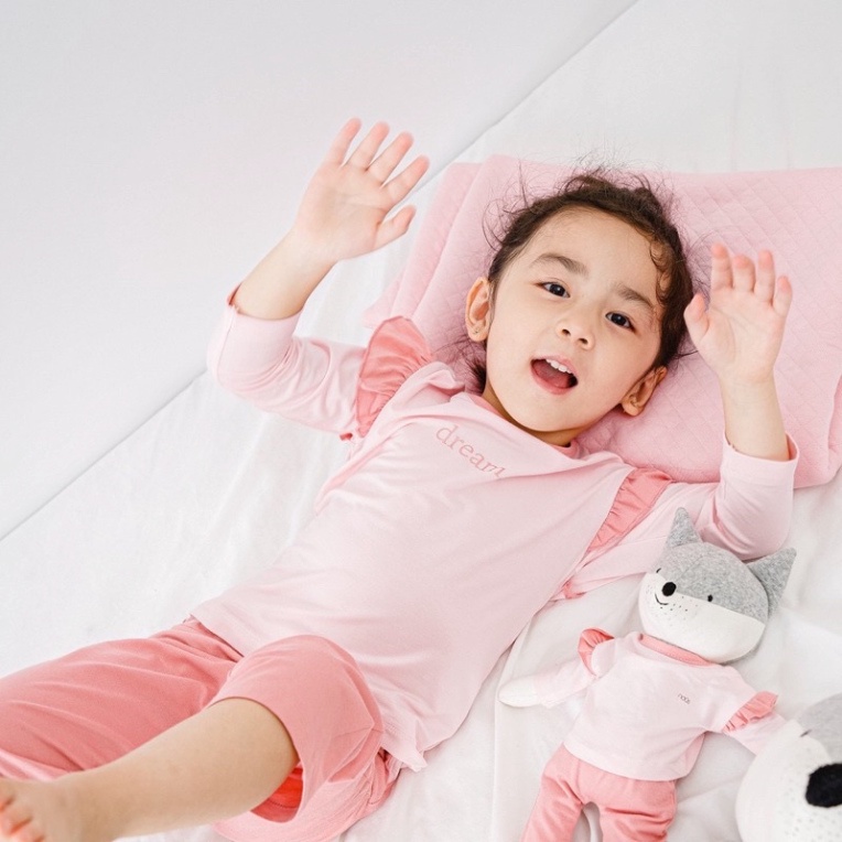 [Nous Kids] Bộ quần áo Nous bé gái dài tay chất Nu Doux mỏng