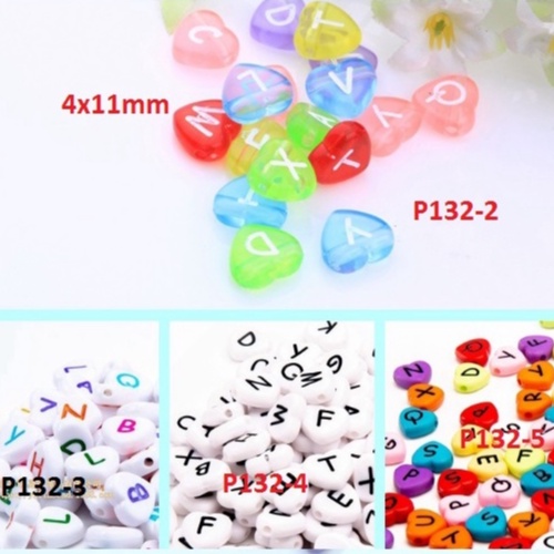 gói 10-50gam hạt chữ trái tim lớn 4x11mm loại tốt làm vòng tay