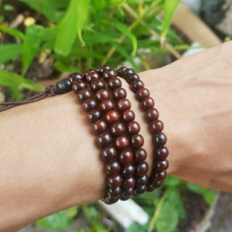 🪵Vòng tay chuỗi 108 hạt cỡ 5 ly, 8 ly bằng GỖ - TRẮC màu đen nhiều tự nhiên dùng đeo tay hoặc tụng kinh