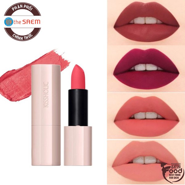 Son Thỏi Lì Mềm Mượt The Saem Kissholic Lipstick Matte 3.5g