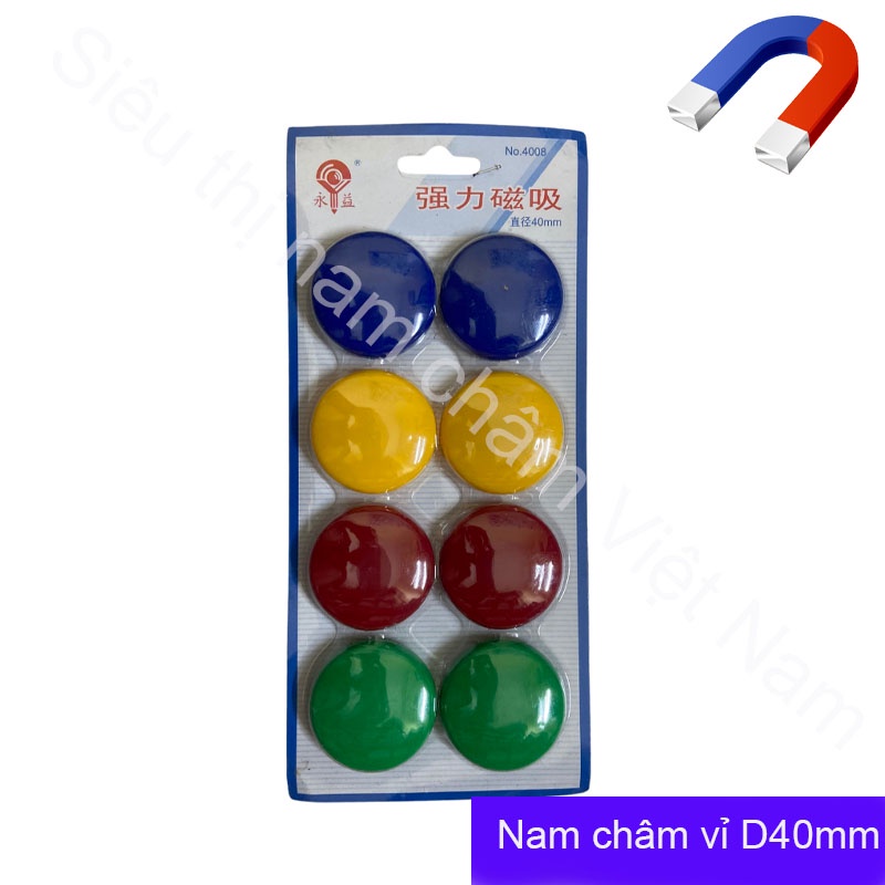 Nam châm đính bảng từ vỉ D40mm các màu