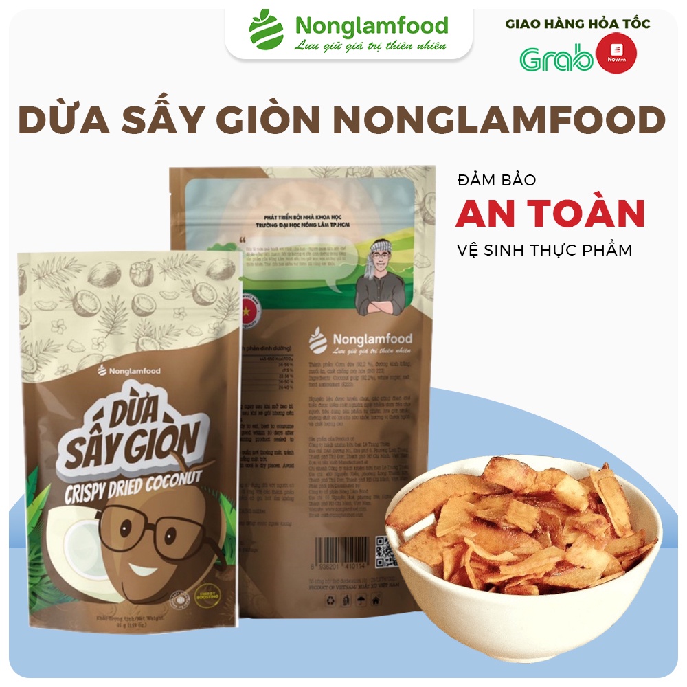 Dừa Sấy Giòn 45g Nông Lâm Food snack healthy giảm cân,ăn kiêng hiệu quả,bổ sung các chất dinh dưỡng cho cơ thể