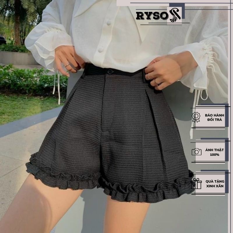 Quần short lưng cao nhún lai ngang nổi bật siêu năng động
