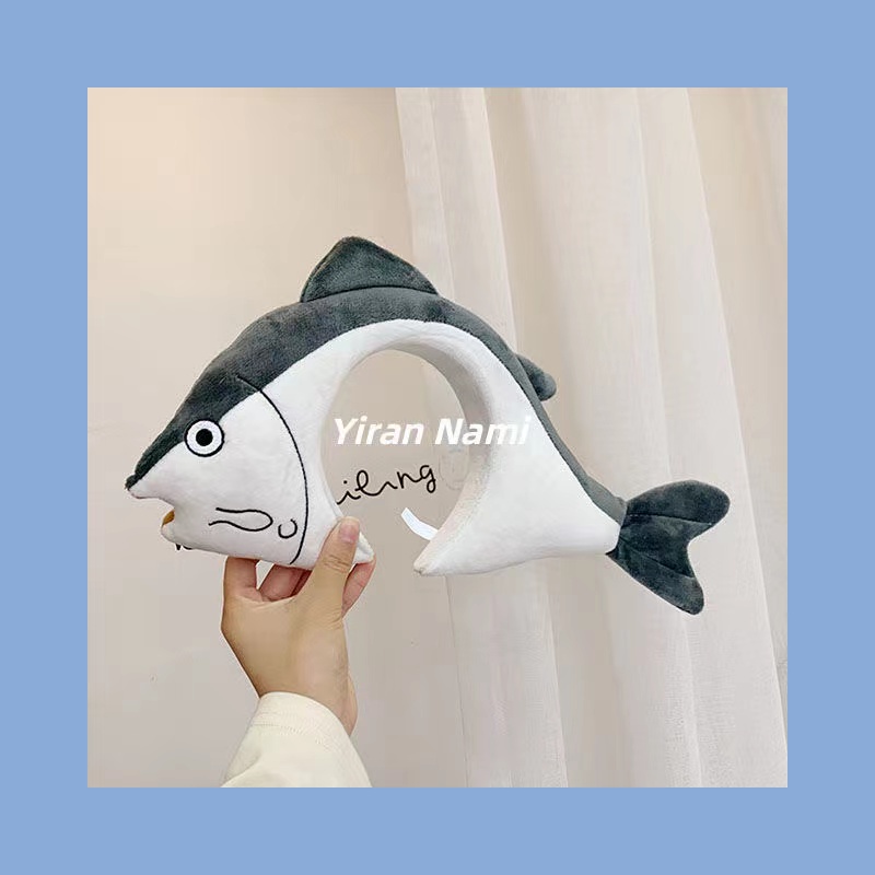 Băng Đô Cài Tóc Hình Cá Ướp Muối Lớn Dễ Thương Sáng Tạo Vui Nhộn Thời Trang Rửa Mặt Cho Bé Gái