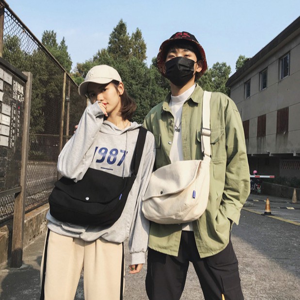 Túi vải tote canvas nữ đeo chéo unisex ulzzang basic trơn Hàn Quốc siêu xinh đi học Tuidepstore