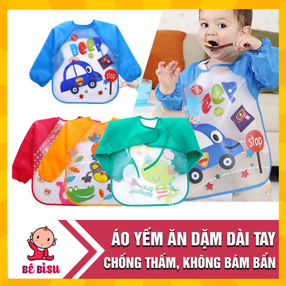 Combo 2 áo yếm ăn dặm dài tay chống bẩn cho bé